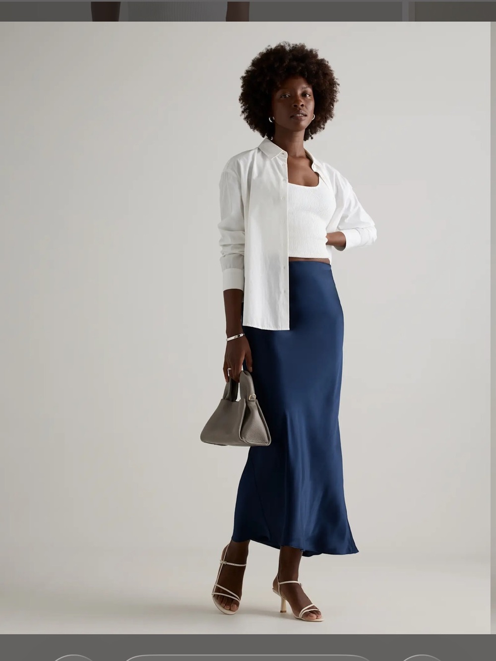 Quince Women’s Washable 100% Silk Maxi Skirt in Navy